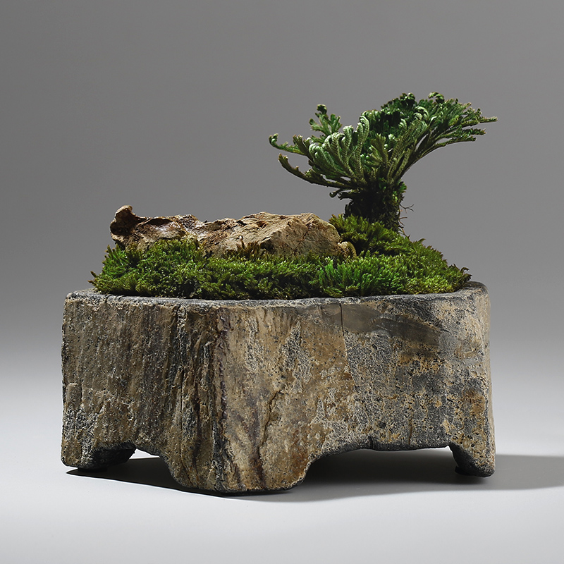 Bonsai Garden Indoor - Donica z naturalnego kamienia bazaltowego, ręcznie